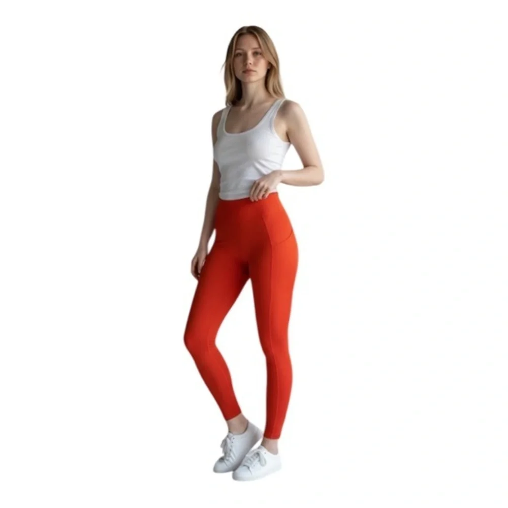Tory Burch High Leggings XS | Bright Orange Athletic Pants